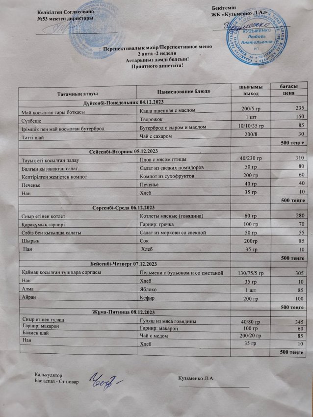 4.03.2024ж- 7.03.2024ж ас мәзірі