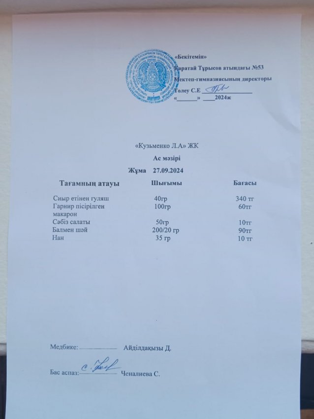 27.09.2024ж ас мәзірі