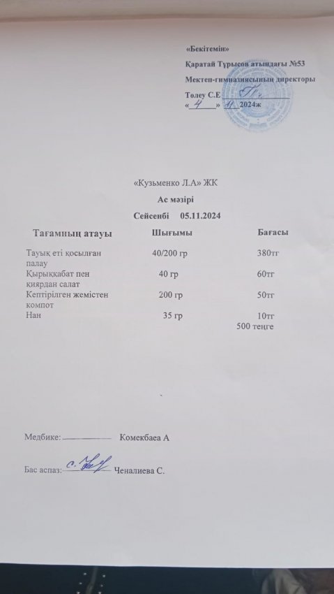 5.11.2024ж ас мәзірі