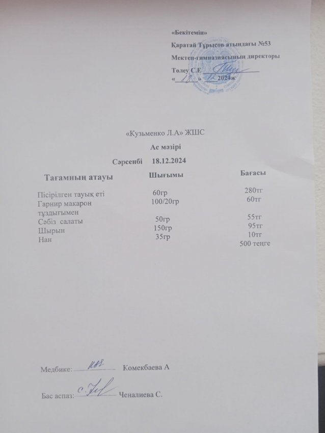 18.12.2024ж ас мәзірі